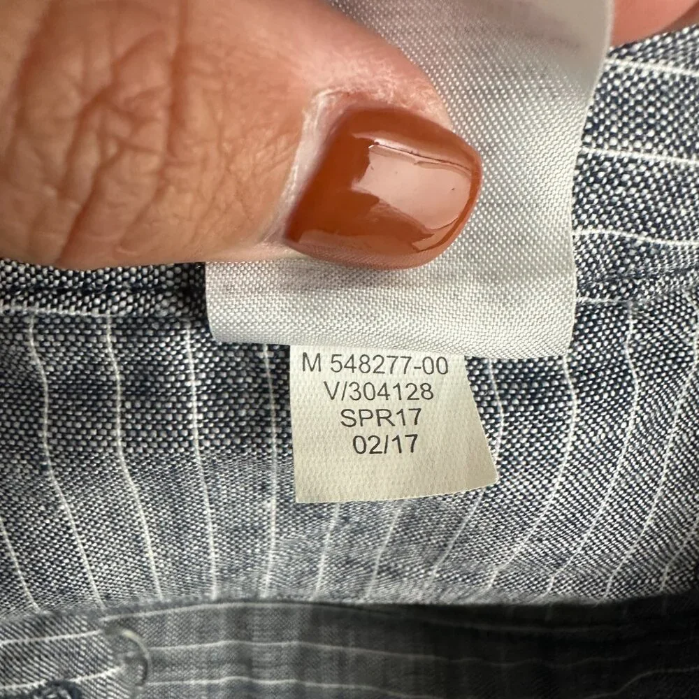 2/$30 Banana Republic Stripe Linen Blend Hampton Fit Capri Mid Rise Slate #A1427